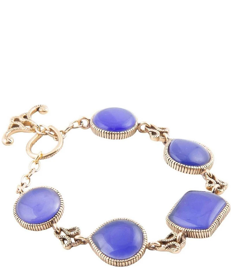 Barse Lace Blue Agate Link Golden Bracelet
