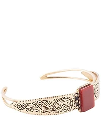 Barse Stamped Orange Carnelian Golden Cuff Bracelet
