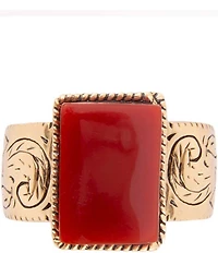Barse Stamped Orange Carnelian Golden Ring