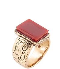 Barse Stamped Orange Carnelian Golden Ring