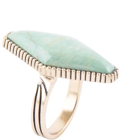 Barse Trillion Green Turquoise Golden Ring
