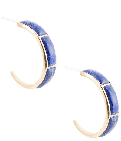 Barse Mila Blue Lapis Hoop Golden Earrings