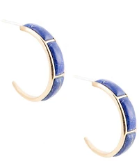 Barse Mila Blue Lapis Hoop Golden Earrings