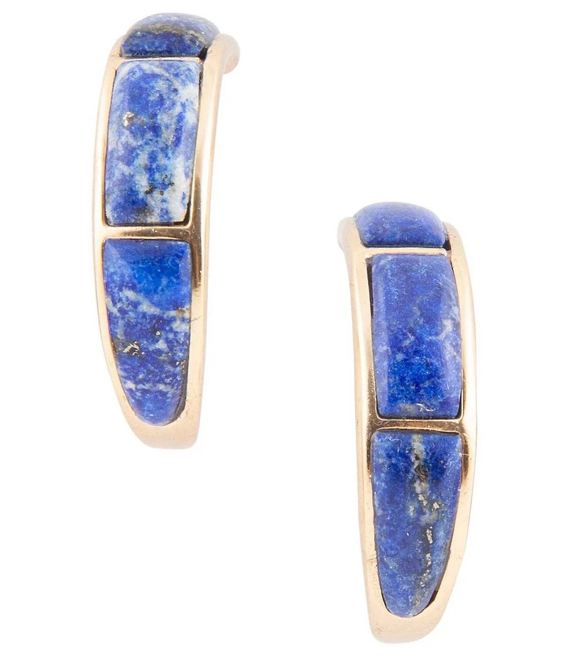 Barse Mila Blue Lapis Hoop Golden Earrings