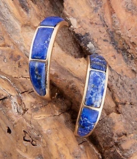 Barse Mila Blue Lapis Hoop Golden Earrings