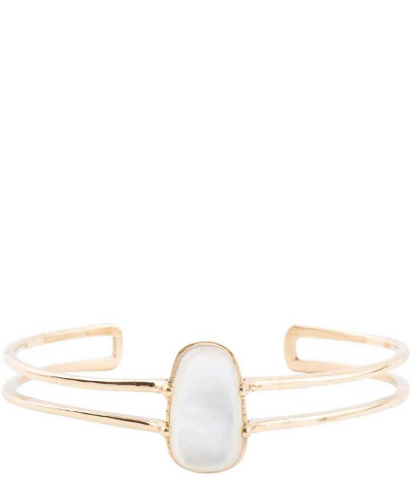 Barse Madeline White Mother of Pearl and Golden Cuff Bracelet