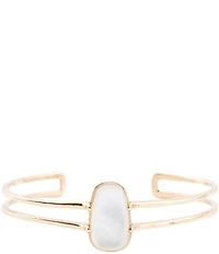 Barse Madeline White Mother of Pearl and Golden Cuff Bracelet