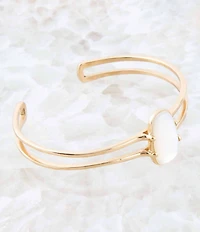 Barse Madeline White Mother of Pearl and Golden Cuff Bracelet