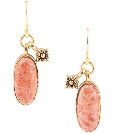 Barse Lucent Orange Sponge Coral Golden Drop Earrings