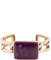 Barse Purple Turquoise Golden Chain Cuff Bracelet