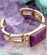 Barse Purple Turquoise Golden Chain Cuff Bracelet
