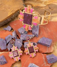 Barse Bronze and Genuine Stone Art Deco Cuff Bracelet