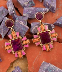 Barse Bronze and Genuine Stone Art Deco Drop Earrings