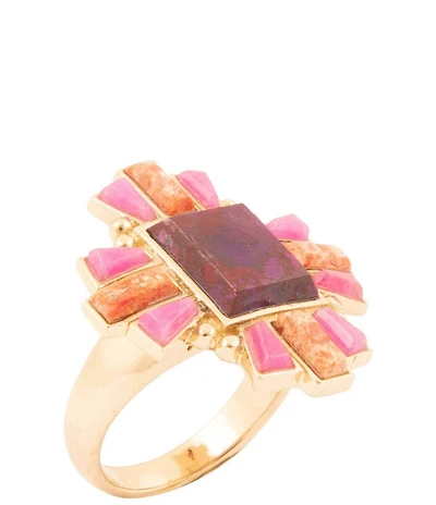 Barse Bronze and Genuine Stone Art Deco Statement Ring