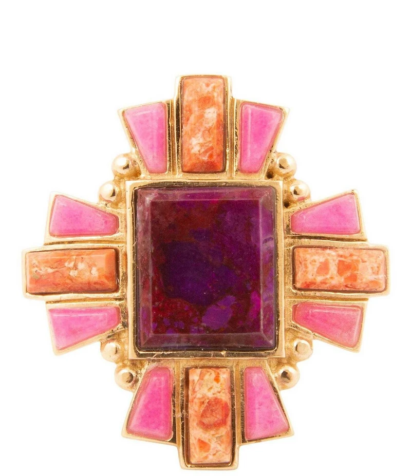 Barse Bronze and Genuine Stone Art Deco Statement Ring