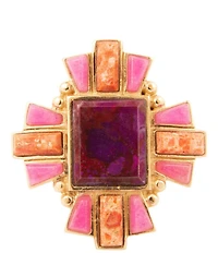 Barse Bronze and Genuine Stone Art Deco Statement Ring