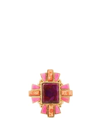 Barse Santa Fe Purple Turquoise Golden Statement Ring