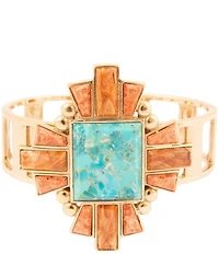 Barse Bronze and Genuine Stone Baguette Cuff Bracelet