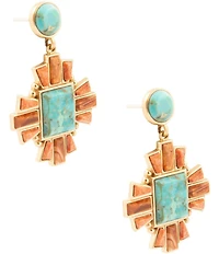 Barse Bronze and Genuine Stone Baguette Drop Earrings