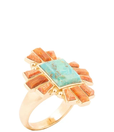 Barse Bronze and Genuine Stone Baguette Statement Ring