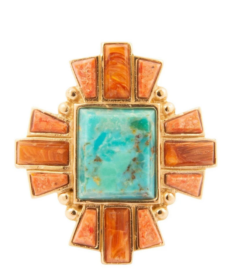 Barse Bronze and Genuine Stone Baguette Statement Ring