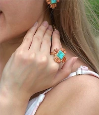 Barse Bronze and Genuine Stone Baguette Statement Ring