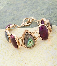 Barse Bronze and Genuine Stone Celestial Shores Line Bracelet