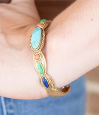 Barse Concho Colourful Golden Cuff Bracelet