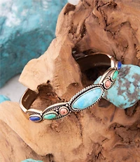 Barse Concho Colourful Golden Cuff Bracelet