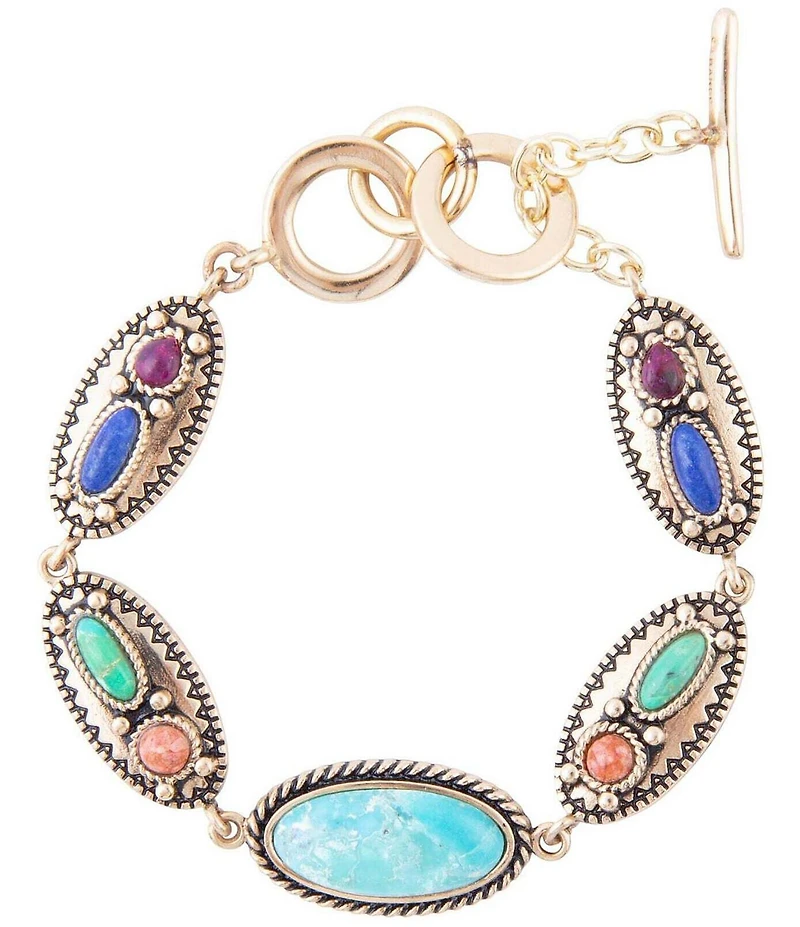 Barse Concho Colourful Golden Link Bracelet