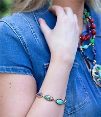 Barse Concho Colourful Golden Link Bracelet