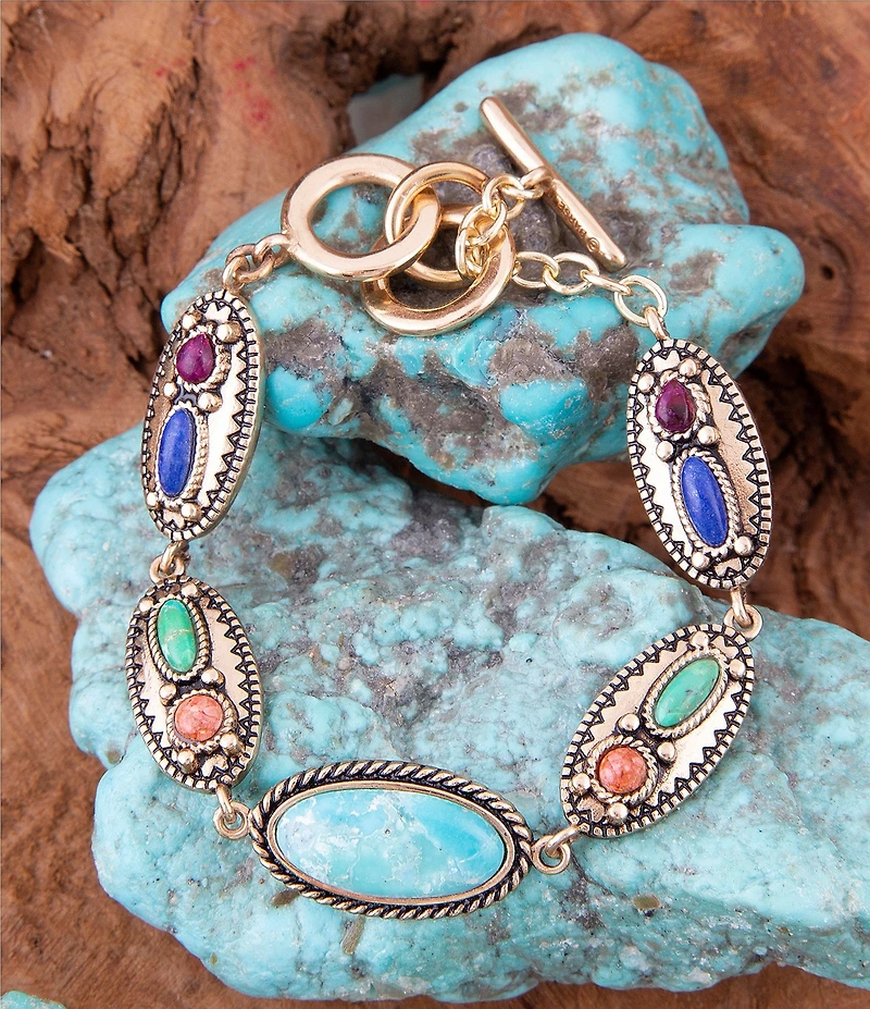 Barse Concho Colourful Golden Link Bracelet