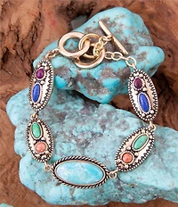 Barse Concho Colourful Golden Link Bracelet