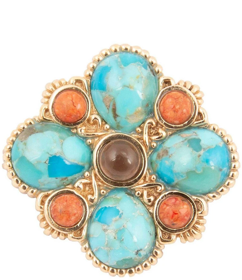 Barse Bronze and Genuine Stone Copper Junction Brooch