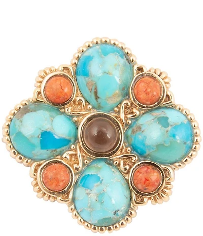 Barse Bronze and Genuine Stone Copper Junction Brooch