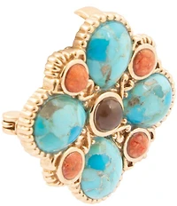 Barse Bronze and Genuine Stone Copper Junction Brooch