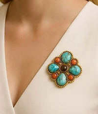 Barse Bronze and Genuine Stone Copper Junction Brooch