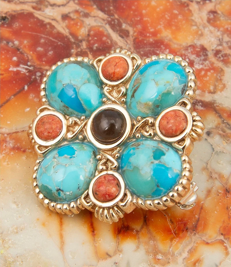 Barse Bronze and Genuine Stone Copper Junction Brooch
