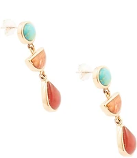 Barse Bronze and Genuine Stone Copper Junction Linear Earrings