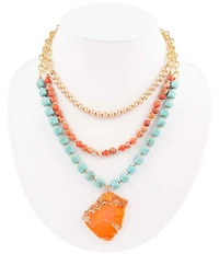 Barse Canyon Magnesite and Jasper Golden Statement Multi-Strand Necklace