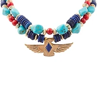 Barse Bronze and Genuine Stone Desert Thunderbird Short Multi Strand Necklace