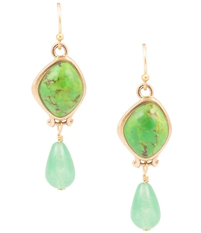 Barse Fresh Twist Lime Green Turquoise Golden Drop Earrings