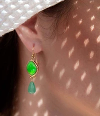 Barse Fresh Twist Lime Green Turquoise Golden Drop Earrings