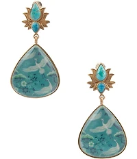 Barse Bronze and Genuine Stone Ethereal Crane Statement Earrings
