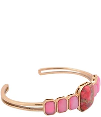 Barse Bronze and Genuine Stone Magenta Flame Cuff Bracelet