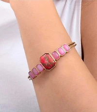 Barse Bronze and Genuine Stone Magenta Flame Cuff Bracelet