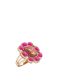 Barse Bronze and Genuine Stone Magenta Flame Statement Ring