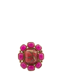 Barse Bronze and Genuine Stone Magenta Flame Statement Ring