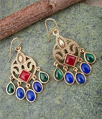Barse Bronze and Genuine Stone Majestic Hues Chandelier Earrings