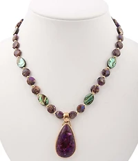 Barse Bronze and Genuine Stone Moonlit Currents Short Pendant Necklace